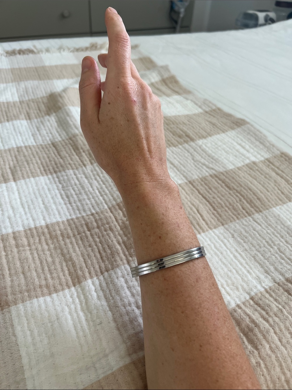 Silver Unisex Stainless Steel Magnetic Cuff Bracelet